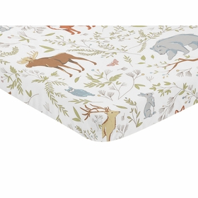 Woodland Toile Collection Mini Crib Sheet - Animal Print