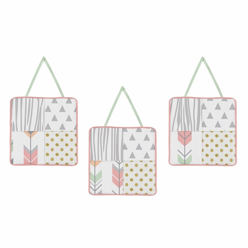 Woodsy Coral, Mint and Grey 11 Piece Bumperless Crib Bedding Collection - alt image 5