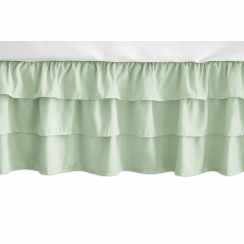 Woodsy Coral, Mint and Grey Collection 3 Tiered Crib Bed Skirt