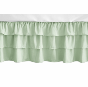 Woodsy Coral, Mint and Grey Collection 3 Tiered Crib Bed Skirt