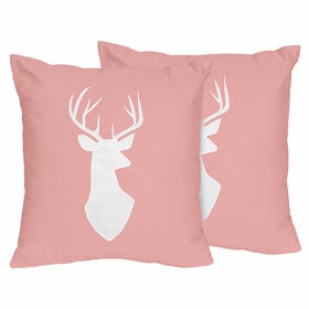 Woodsy Coral, Mint and Grey Collection Decorative Accent Throw Pillows - Set of 2