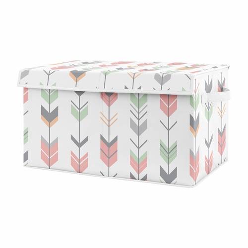 Woodsy Coral, Mint and Grey Collection Fabric Toy Bin Storage