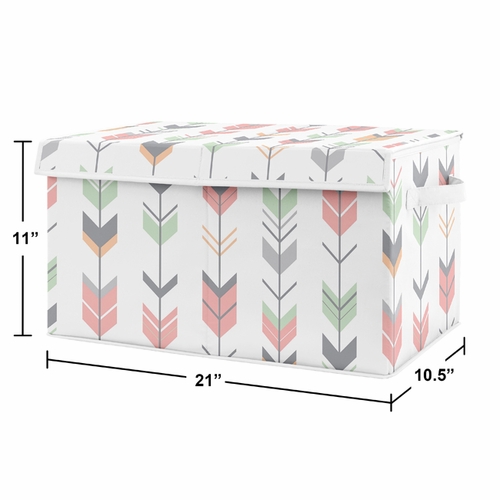 Woodsy Coral, Mint and Grey Collection Fabric Toy Bin Storage - alt image 1