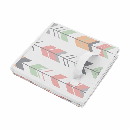 Woodsy Coral, Mint and Grey Collection Fabric Toy Bin Storage - alt image 2