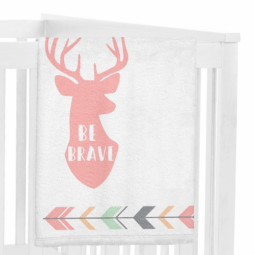 Woodsy Coral, Mint and Grey Collection Monthly Milestone Baby Blanket - alt image 2