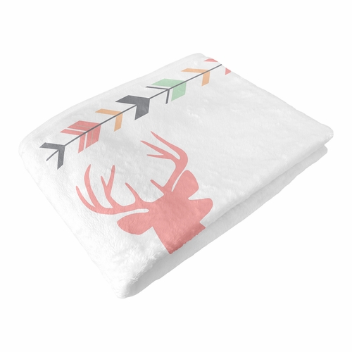 Woodsy Coral, Mint and Grey Collection Monthly Milestone Baby Blanket - alt image 5