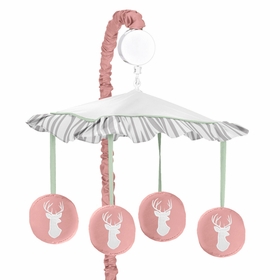 Woodsy Coral, Mint and Grey Collection Musical Mobile