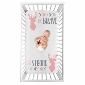 Woodsy Coral, Mint and Grey Collection Photo Op Crib Sheet