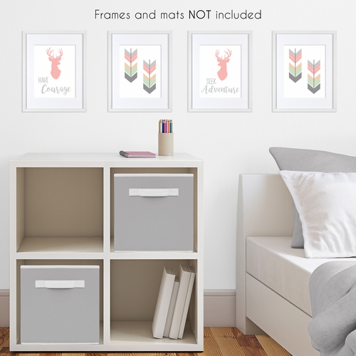 Woodsy Coral, Mint and Grey Collection Wall Art Prints - Set of 4 - alt image 2