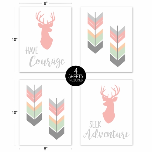 Woodsy Coral, Mint and Grey Collection Wall Art Prints - Set of 4 - alt image 4