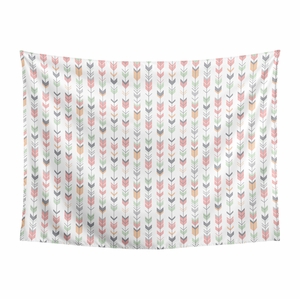 Woodsy Coral, Mint and Grey Collection Wall Tapestry - 60in. x 80in.