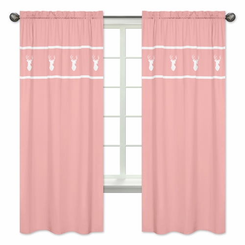 Woodsy Coral, Mint and Grey Collection Window Panels - Set of 2