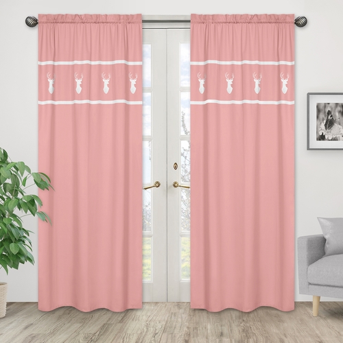 Woodsy Coral, Mint and Grey Collection Window Panels - Set of 2 - alt image 1