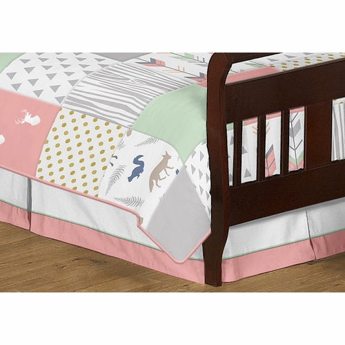Woodsy Coral, Mint and Grey Toddler Bedding Collection - alt image 3