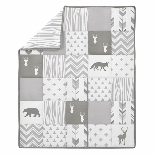 Woodsy Grey and White Collection 5 Piece Crib Bedding - alt image 2