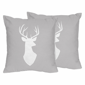 Woodsy Grey and White Collection Decorative Accent Throw Pillows - Set of 2