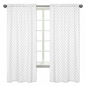 Woodsy Grey and White Collection Swiss Cross Print Window Panels - Set of 2