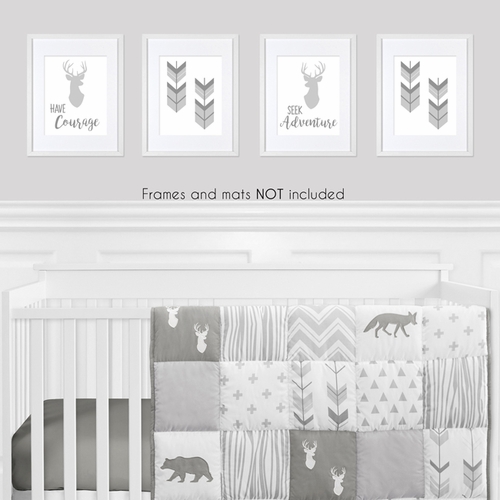 Woodsy Grey and White Collection Wall Art Prints - Set of 4 - alt image 1