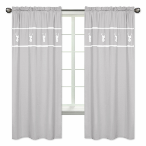Woodsy Grey and White Collection Window Panels - Set of 2