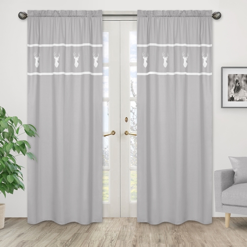 Woodsy Grey and White Collection Window Panels - Set of 2 - alt image 1