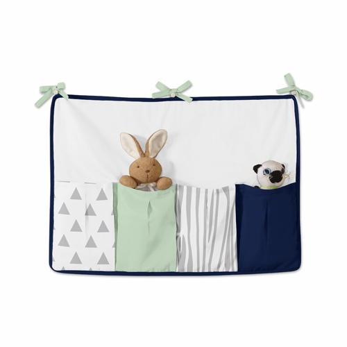 Woodsy Navy, Mint and Grey 11 Piece Bumperless Crib Bedding Collection - alt image 3
