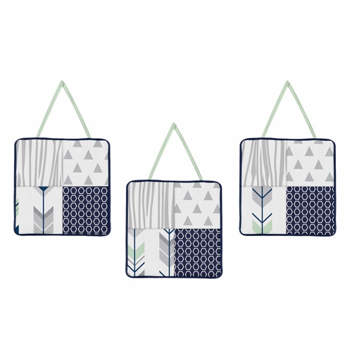 Woodsy Navy, Mint and Grey 11 Piece Bumperless Crib Bedding Collection - alt image 5