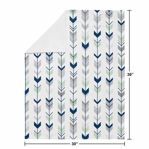 Woodsy Navy, Mint and Grey Collection Baby Blanket - alt image 3