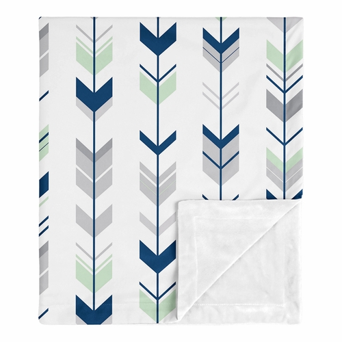 Woodsy Navy, Mint and Grey Collection Baby Blanket