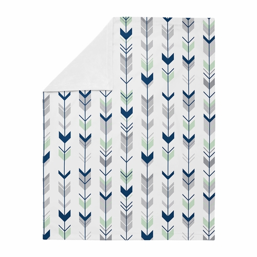 Woodsy Navy, Mint and Grey Collection Baby Blanket - alt image 1