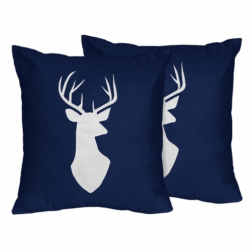 Woodsy Navy, Mint and Grey Collection Decorative Accent Throw Pillows - Set of 2