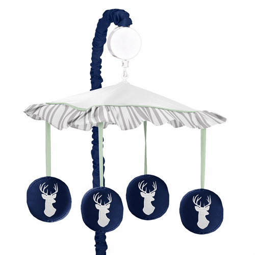 Woodsy Navy, Mint and Grey Collection Musical Mobile