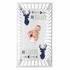 Woodsy Navy, Mint and Grey Collection Photo Op Crib Sheet