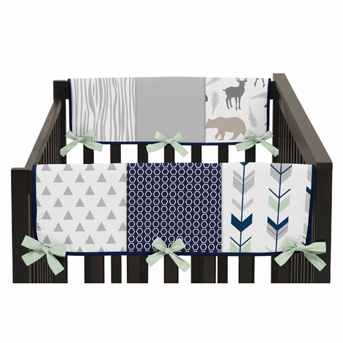 Woodsy Navy, Mint and Grey Collection Side Rail Guard Covers - Set of 2