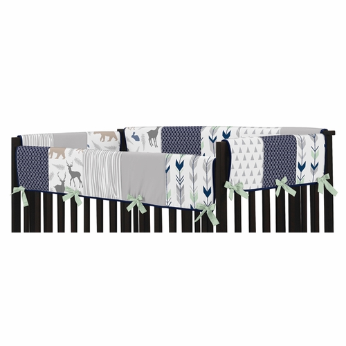 Woodsy Navy, Mint and Grey Collection Long Rail Guard Cover - alt image 1