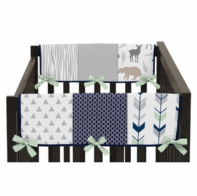 Woodsy Navy, Mint and Grey Collection Side Rail Guard Covers - Set of 2