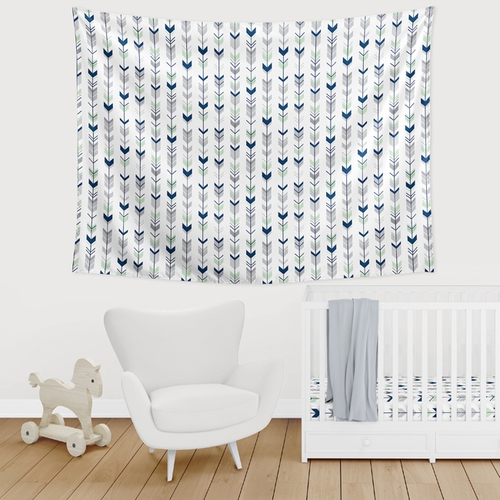 Woodsy Navy, Mint and Grey Collection Wall Tapestry - 60in. x 80in. - alt image 1