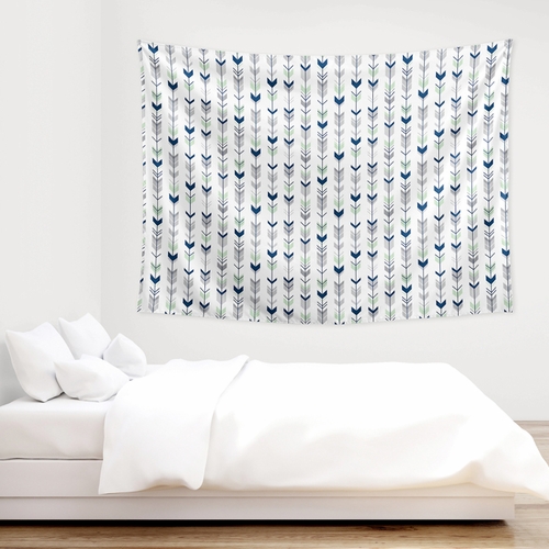 Woodsy Navy, Mint and Grey Collection Wall Tapestry - 60in. x 80in. - alt image 2