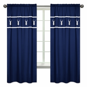 Woodsy Navy, Mint and Grey Collection Window Panels - Set of 2