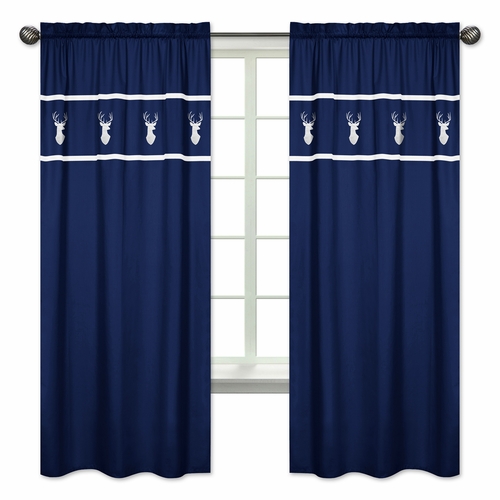 Woodsy Navy, Mint and Grey Collection Window Panels - Set of 2