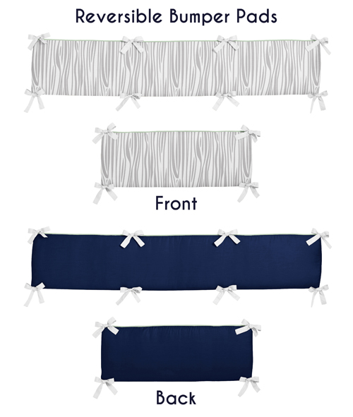 Navy, Mint and Grey Woodsy 9 Piece Crib Bedding Collection
