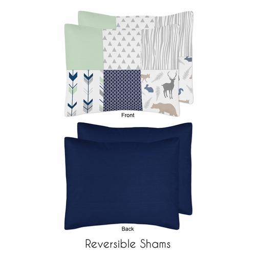 Woodsy Navy, Mint and Grey Full/Queen Bedding Collection - alt image 4