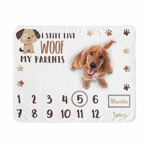 Woof Collection Dog Birthday Milestone Blanket