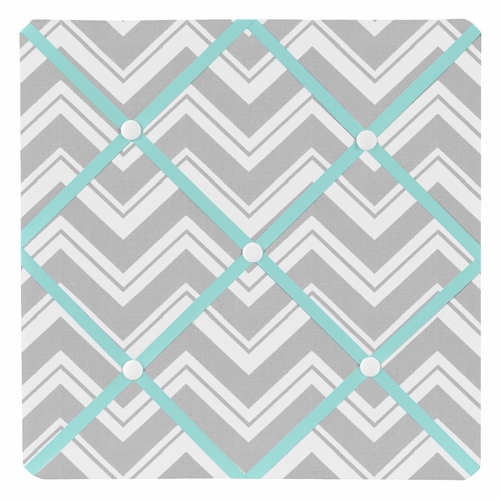 Zig Zag Turquoise and Gray Chevron Fabric Memo Board