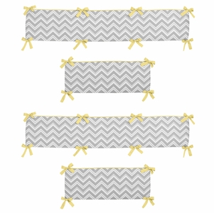 Zig Zag Yellow and Gray Chevron Collection Crib Bumper Pad