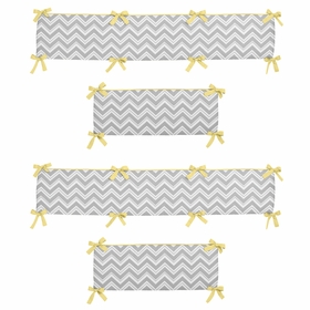 Zig Zag Yellow and Gray Chevron Collection Crib Bumper Pad