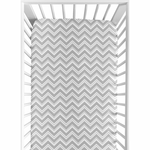 Zig Zag Yellow and Gray Chevron Crib Sheet - Zig Zag Print - alt image 1