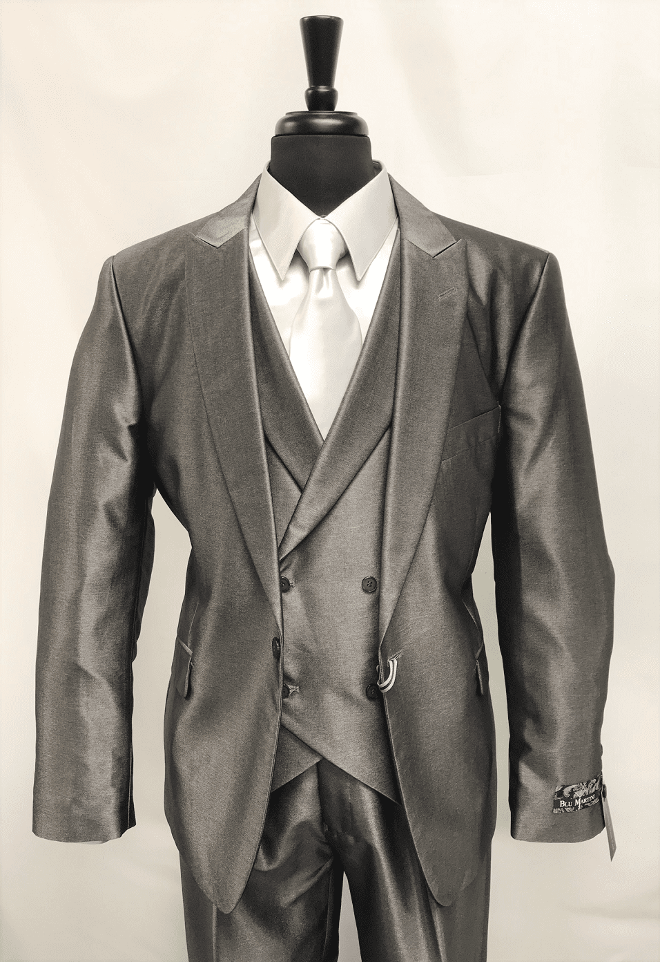 Blu Martini 5662 Kenv Silver021 Vested Single Breasted Suit. 1Button