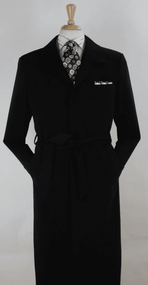 John Knight JK-1 Black Full Length Microfiber blend overcoat with 2 pockets, and belt. Available @BerganBrothersSuits.com John Knight JK-1 Black Full Length Microfiber blend overcoat with 2 pockets, and belt. Available @BerganBrothersSuits.com