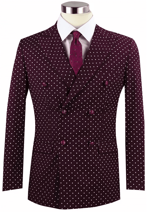 Needle & Stitch DBJ601S Burgundy Slim Fit DoubleBreasted Polka Dot