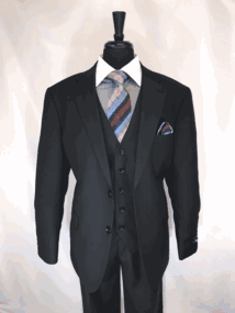 Royal Diamond #R3131 -Black- (2) button Single Breasted (3) piece Jacket with Notch Lapels. The matching (5) button Vest with a FULL Fabric back and Strap for adjusting just the way YOU LIKE. The Vest and Pant Set make a Great Set for your next night on the town. The matching small Pleated 4 Pocket Pants are lined to the knee with 18 inch bottoms all available @ BerganBrothersSuits.com Royal Diamond #R3131 -Black- (2) button Single Breasted (3) piece Jacket with Notch Lapels. The matching (5) button Vest with a FULL Fabric back and Strap for adjusting just the way YOU LIKE. The Vest and Pant Set make a Great Set for your next night on the town. The matching small Pleated 4 Pocket Pants are lined to the knee with 18 inch bottoms all available @ BerganBrothersSuits.com
